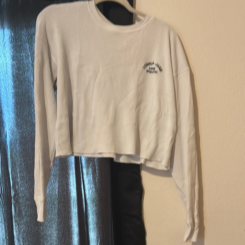 Lorna Jane Cream Cropped Hoodie Sweatshirt